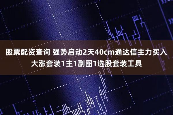 股票配资查询 强势启动2天40cm通达信主力买入大涨套装1主1副图1选股套装工具